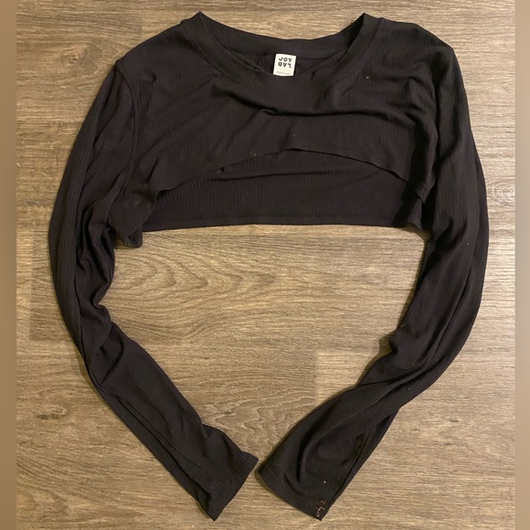 JoyLab Tops Target Joy Lab Athletic Black Shrug Cropped Long Sleeve